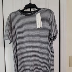 Calvin Klein Black and White Striped Short Sleeve Tee